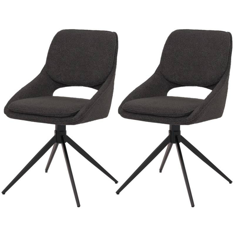 MCW Esszimmerstuhl N73 2er-Set Stoff/Textil Boucle 540g/m² Dunkelgrau von MCW