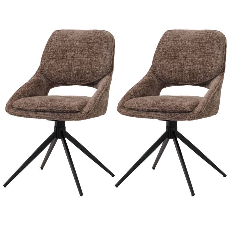 MCW Esszimmerstuhl N73 2er-Set Stoff/Textil Chenille 490g/m² Braun von MCW