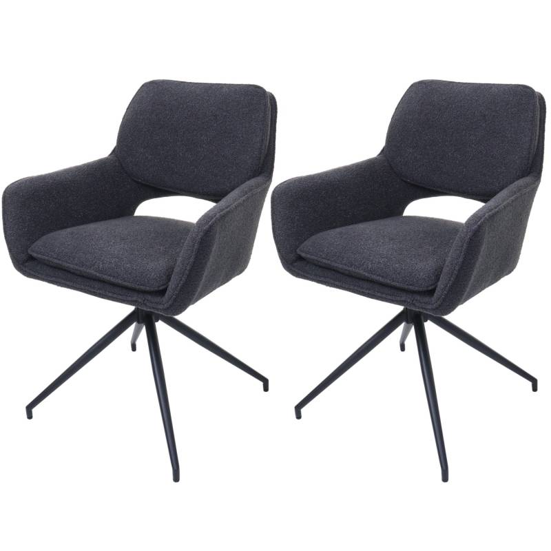MCW Esszimmerstuhl N74 2er-Set Stoff Boucle 540g/m² Dunkelgrau von MCW