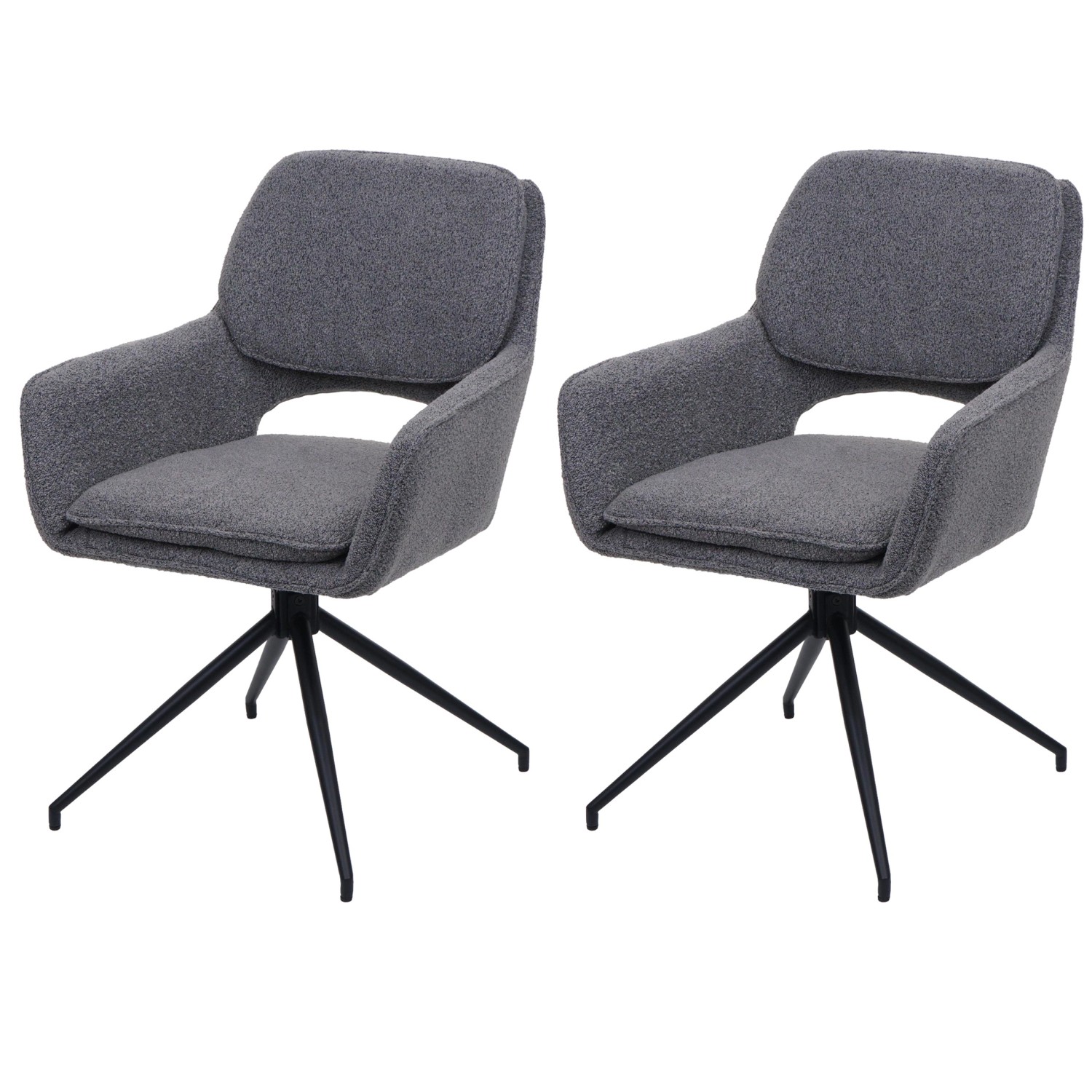 MCW Esszimmerstuhl N74 2er-Set Stoff Boucle 540g/m² Grau von MCW