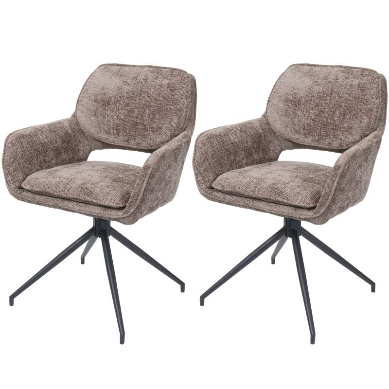 MCW Esszimmerstuhl N74 2er-Set Stoff Chenille 490g/m² Braun von MCW