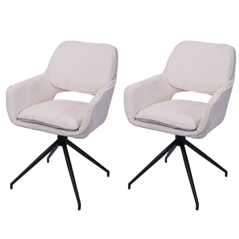 MCW Esszimmerstuhl N74 2er-Set Stoff Chenille 490g/m² Creme von MCW