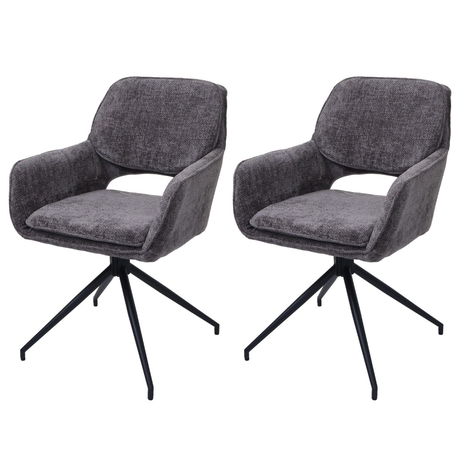 MCW Esszimmerstuhl N74 2er-Set Stoff Chenille 490g/m² Dunkelgrau von MCW