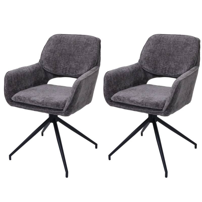 MCW Esszimmerstuhl N74 2er-Set Stoff Chenille 490g/m² Dunkelgrau von MCW
