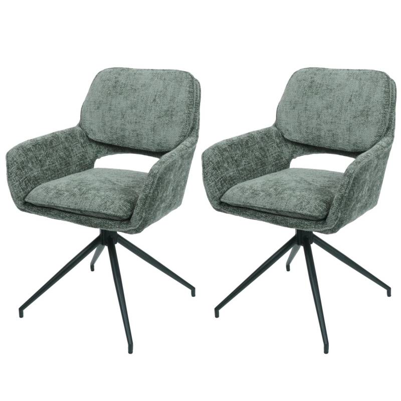 MCW Esszimmerstuhl N74 2er-Set Stoff Chenille 490g/m² Grün von MCW