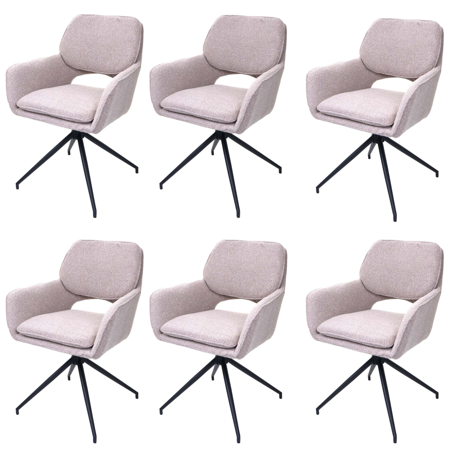 MCW Esszimmerstuhl N74 6er-Set Stoff Boucle 540g/m² Beige von MCW