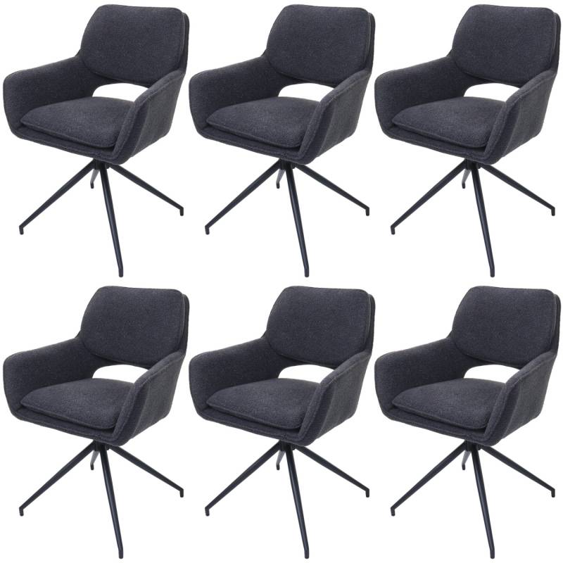 MCW Esszimmerstuhl N74 6er-Set Stoff Boucle 540g/m² Dunkelgrau von MCW