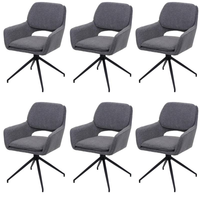 MCW Esszimmerstuhl N74 6er-Set Stoff Boucle 540g/m² Grau von MCW