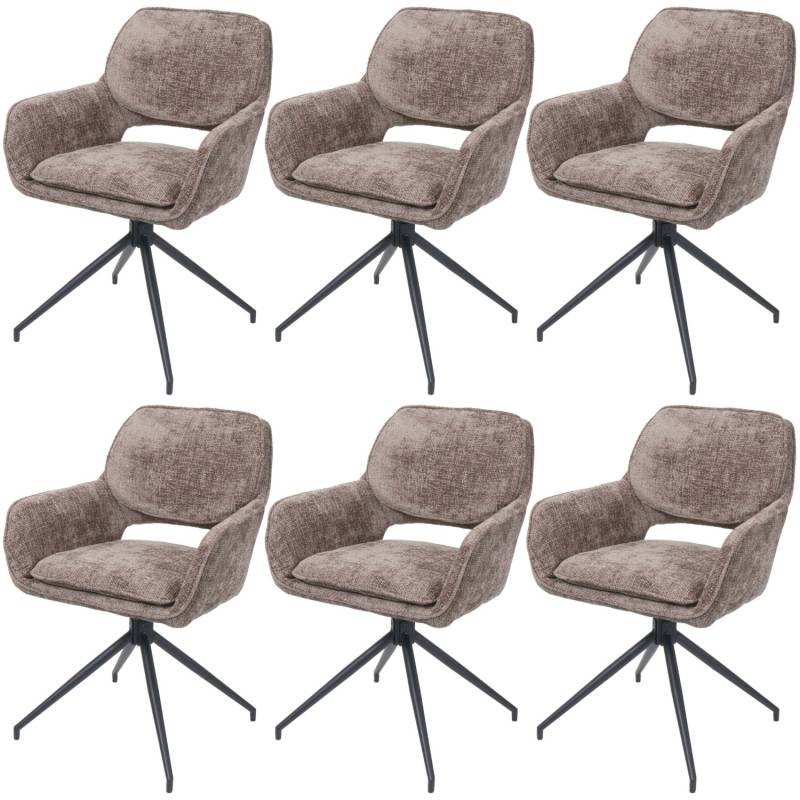 MCW Esszimmerstuhl N74 6er-Set Stoff Chenille 490g/m² Braun von MCW