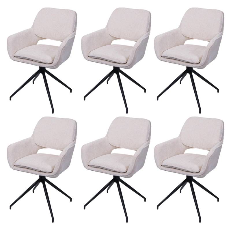 MCW Esszimmerstuhl N74 6er-Set Stoff Chenille 490g/m² Creme von MCW
