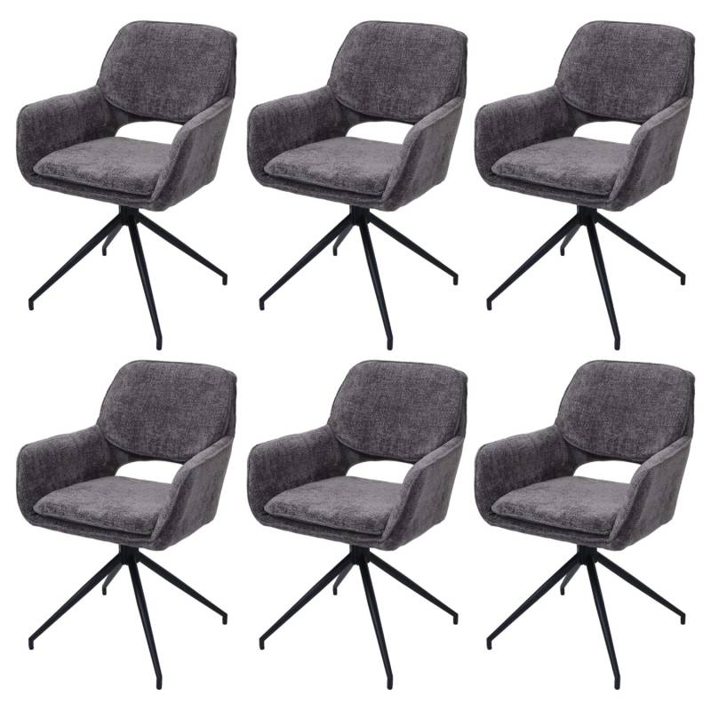 MCW Esszimmerstuhl N74 6er-Set Stoff Chenille 490g/m² Dunkelgrau von MCW