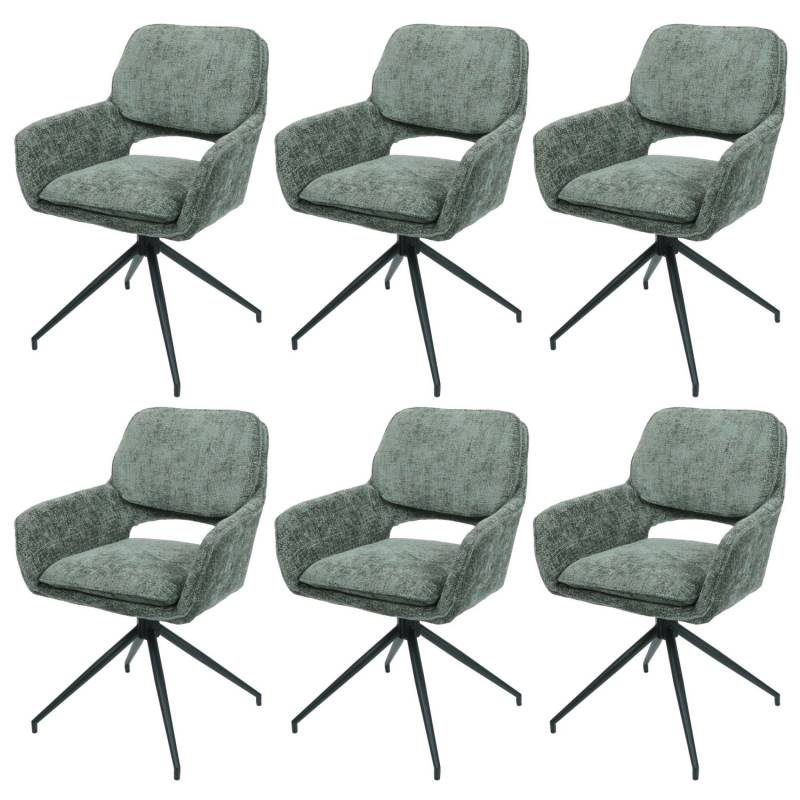 MCW Esszimmerstuhl N74 6er-Set Stoff Chenille 490g/m² Grün von MCW