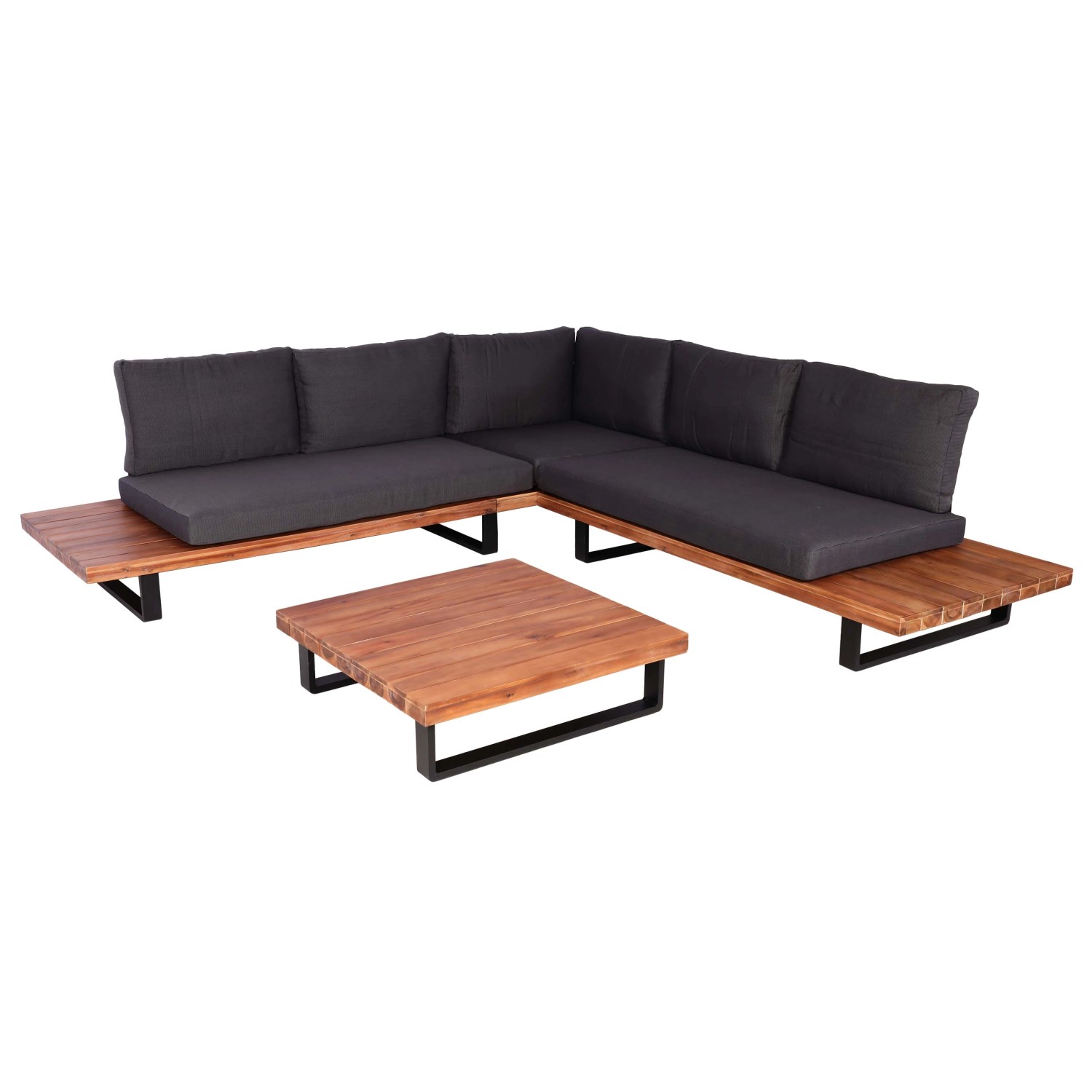 MCW Garten-Garnitur H54 2er-Set Braun Polster Dunkelgrau von MCW