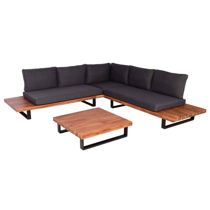 MCW Garten-Garnitur H54 2er-Set Braun Polster Dunkelgrau von MCW