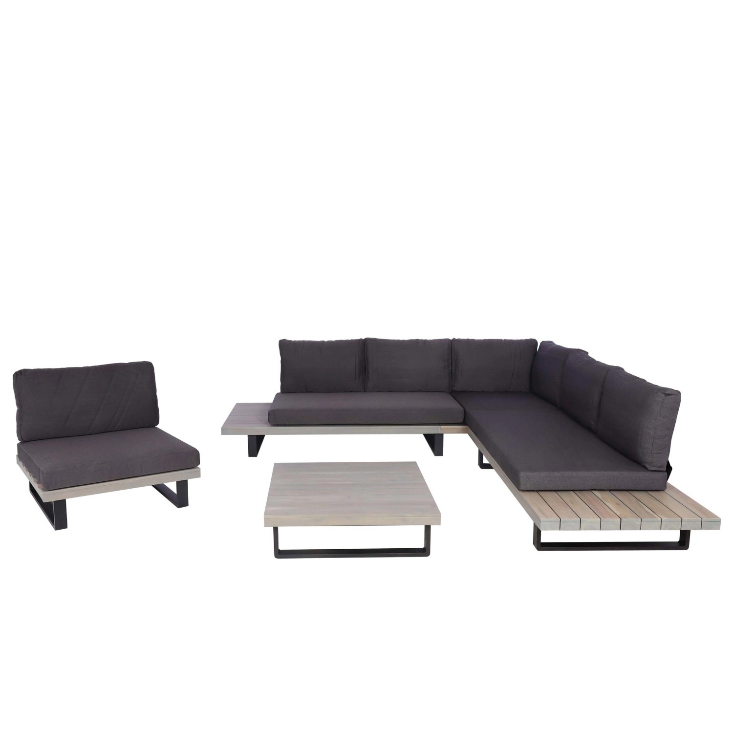 MCW Garten-Garnitur H54 4er-Set Grau Polster Dunkelgrau MCW Garten-Garnitur H54 4er-Set Grau Polster Dunkelgrau von MCW