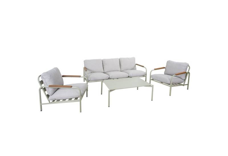 MCW Gartenlounge-Set MCW-O11-S3, (Set, 4-tlg., 1x 3-Sitzer Gartenbank, 2x Sessel und 1x Tisch), Wasserabweisender, schnelltrocknender Olefin-Stoff von MCW