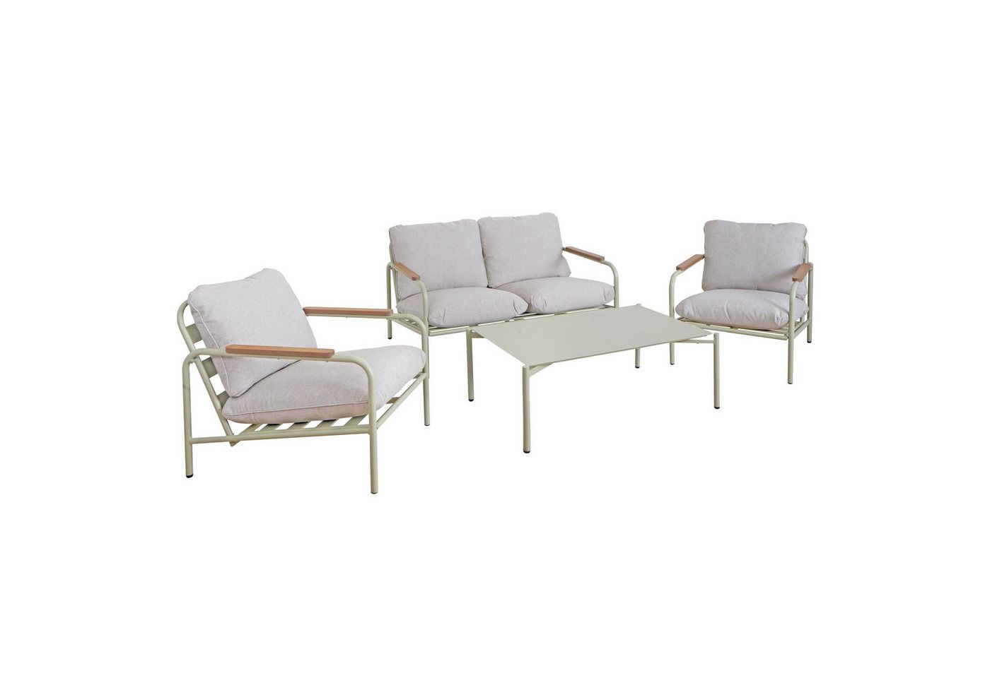 MCW Gartenlounge-Set MCW-O11-SE, (Set, 4-tlg., 1x 2-Sitzer Gartenbank, 2x Sessel und 1x Tisch), Mit höhenverstellbaren Fußbodenschonern von MCW