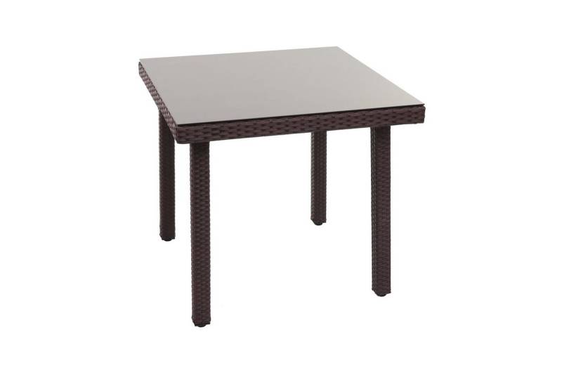 MCW Gartentisch Gartentisch Chieti, Tisch mit Glasplatte, Tischfüße mit verstellbaren Kunststoffschrauben von MCW
