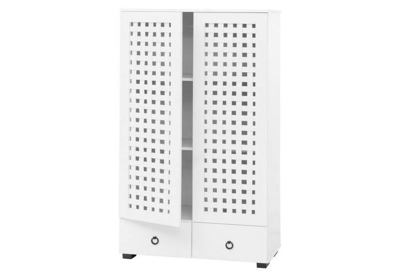MCW Hochschrank MCW-N87-WS Schrank mit zwei Türen im 3D-Flecht-Design von MCW