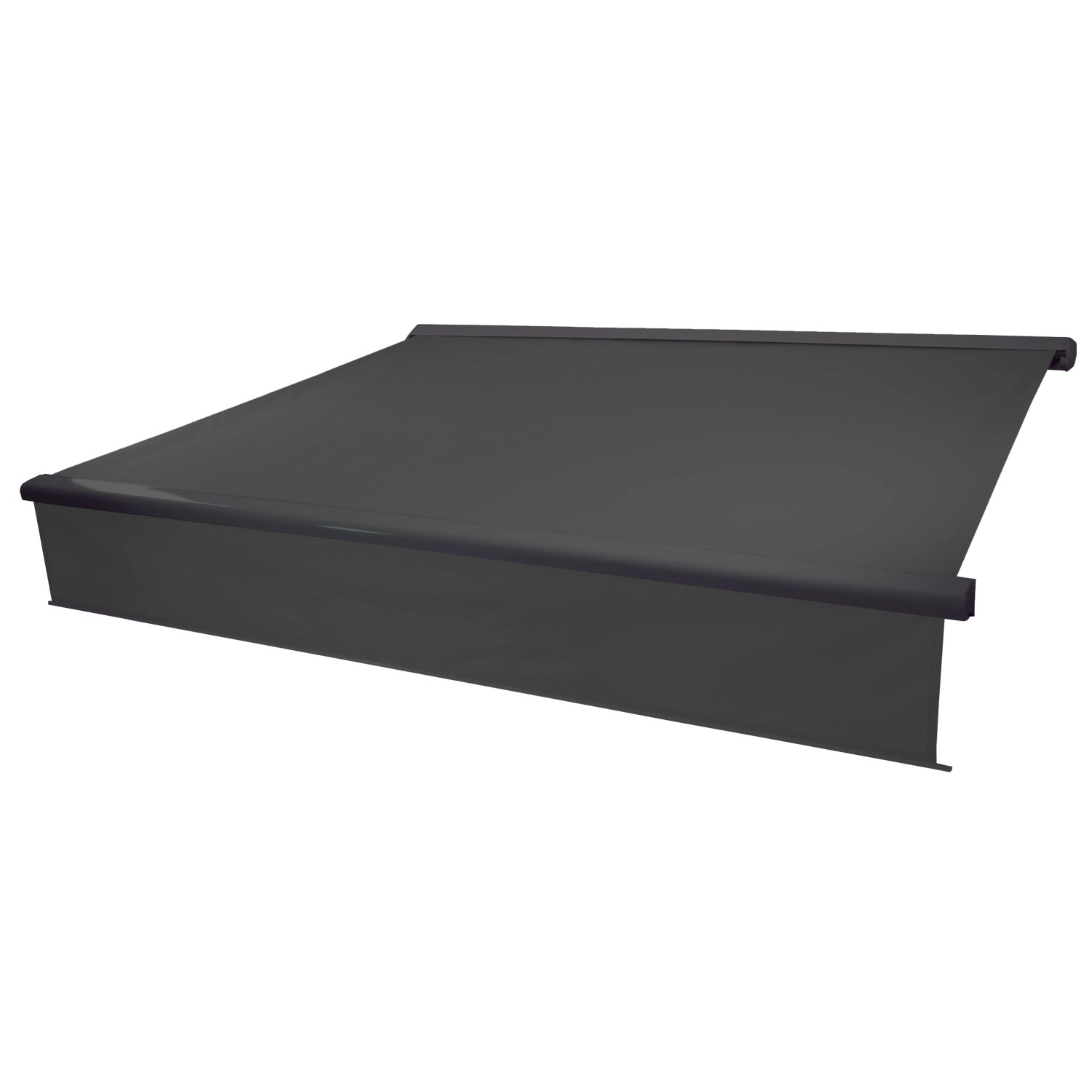 MCW Kassetten-Markise H124 Volant Ausfahrbar 4x3m Polyester Anthrazit Anthrazit von MCW