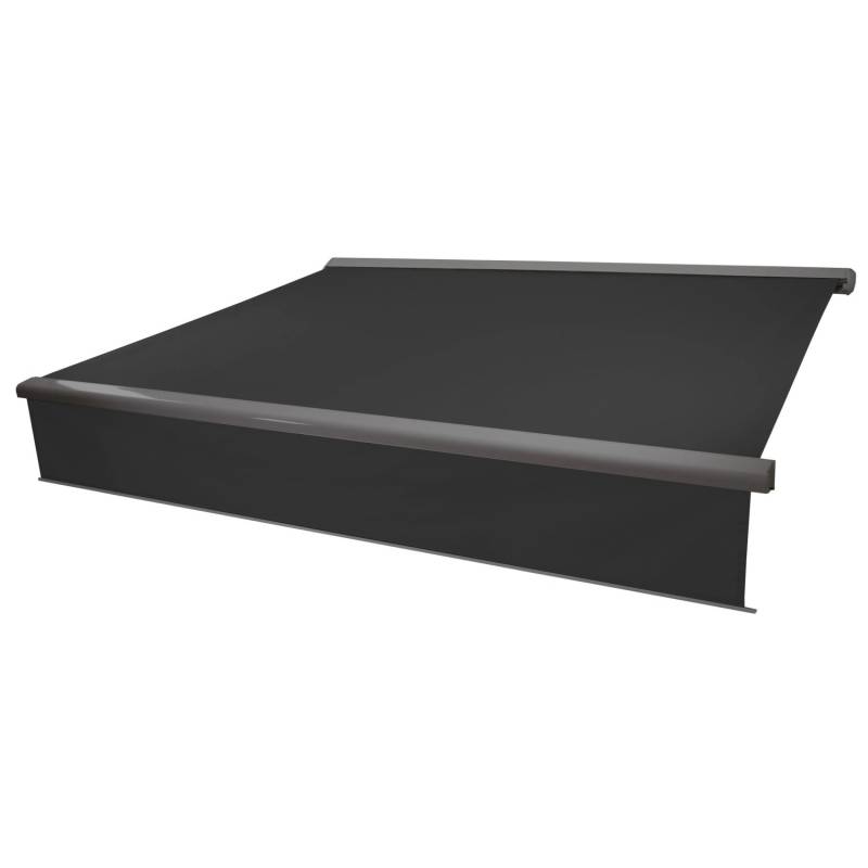 MCW Kassetten-Markise H124 Volant Ausfahrbar 5x3m Polyester Anthrazit Grau von MCW