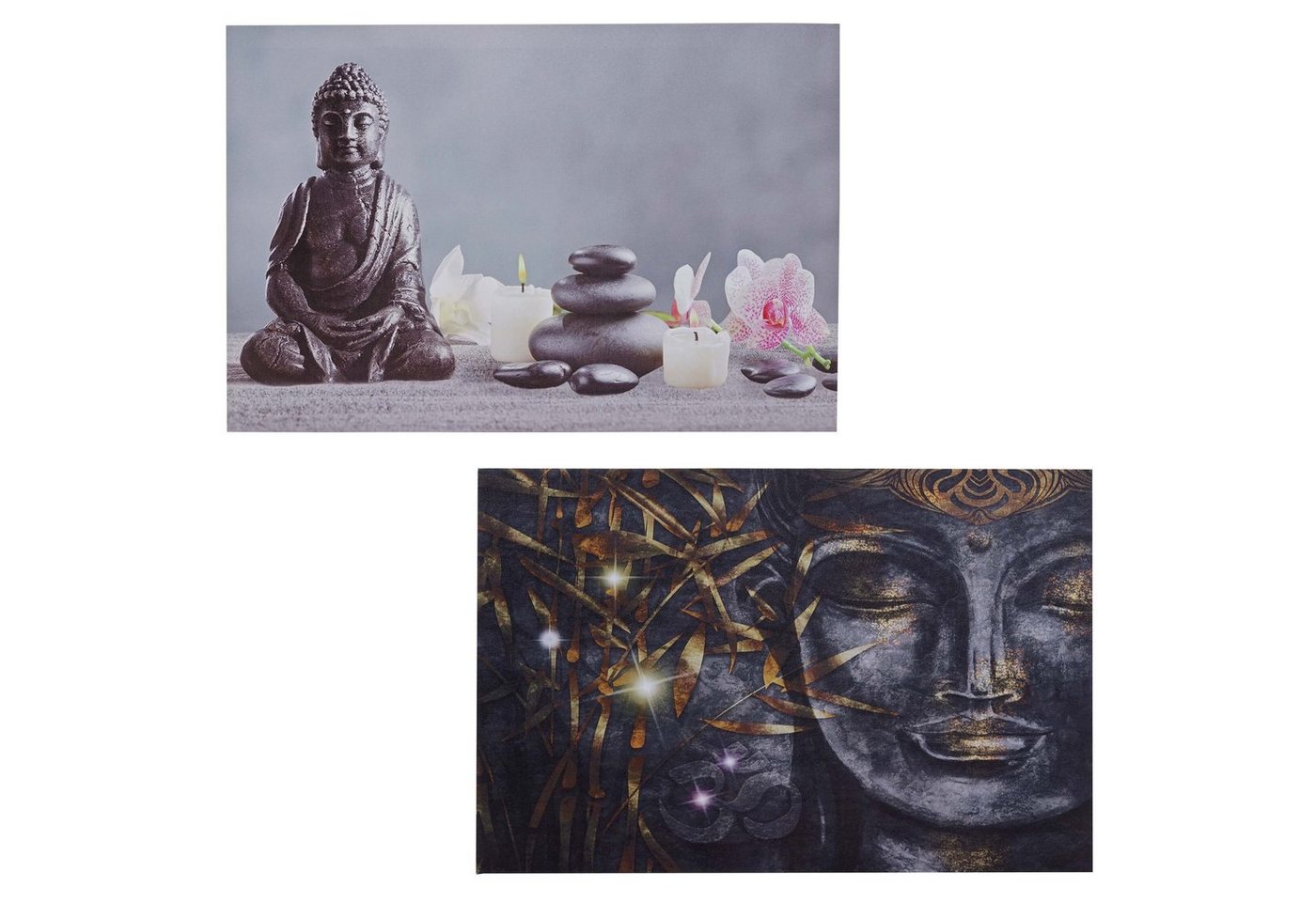 MCW LED-Bild LED-Bild-T-2, Buddha + Kerzen (Set), Mit Timer, Leuchtbild, Ein-/Ausschalter von MCW