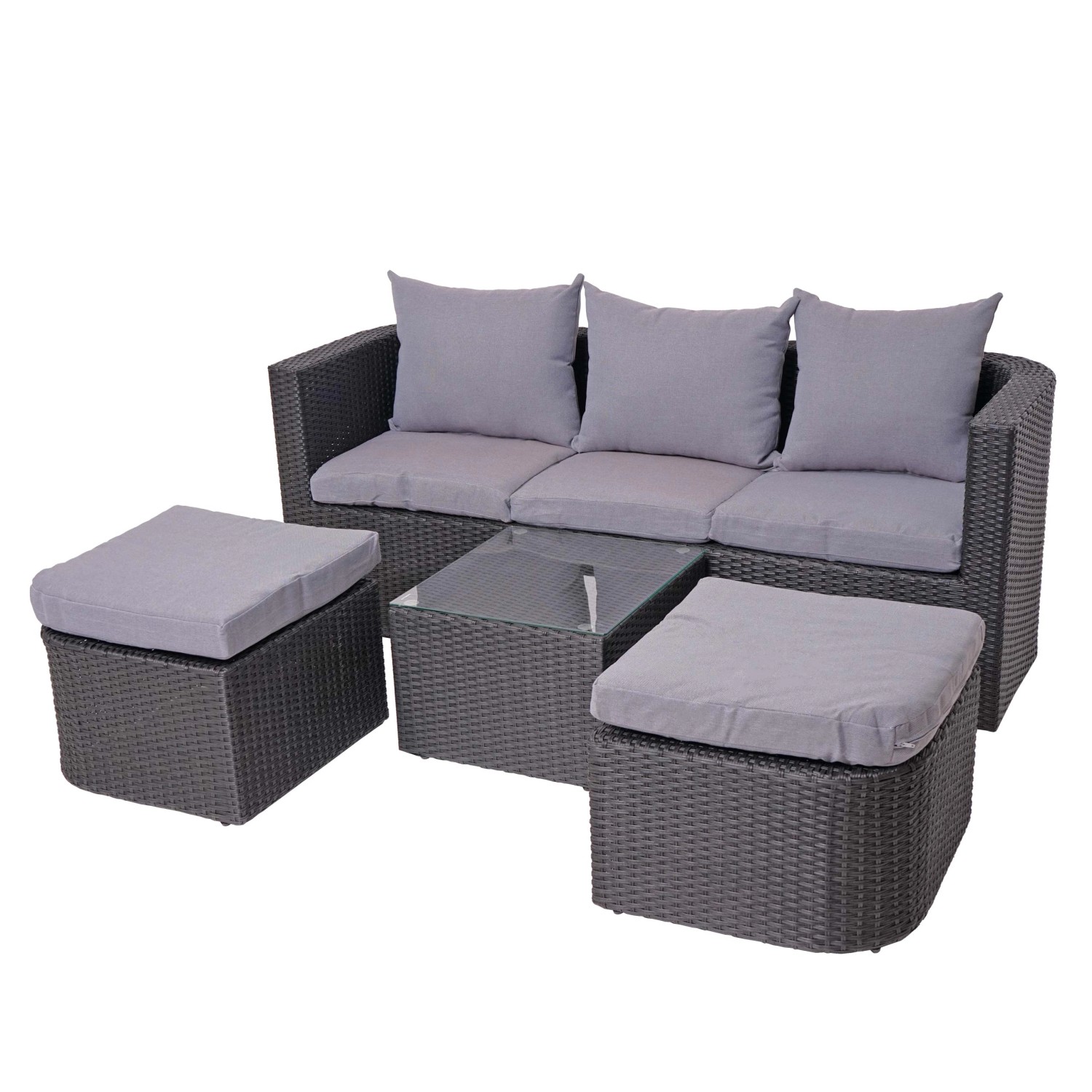 MCW Lounge-Set J37 4-Teilig Anthrazit Kissen Hellgrau von MCW