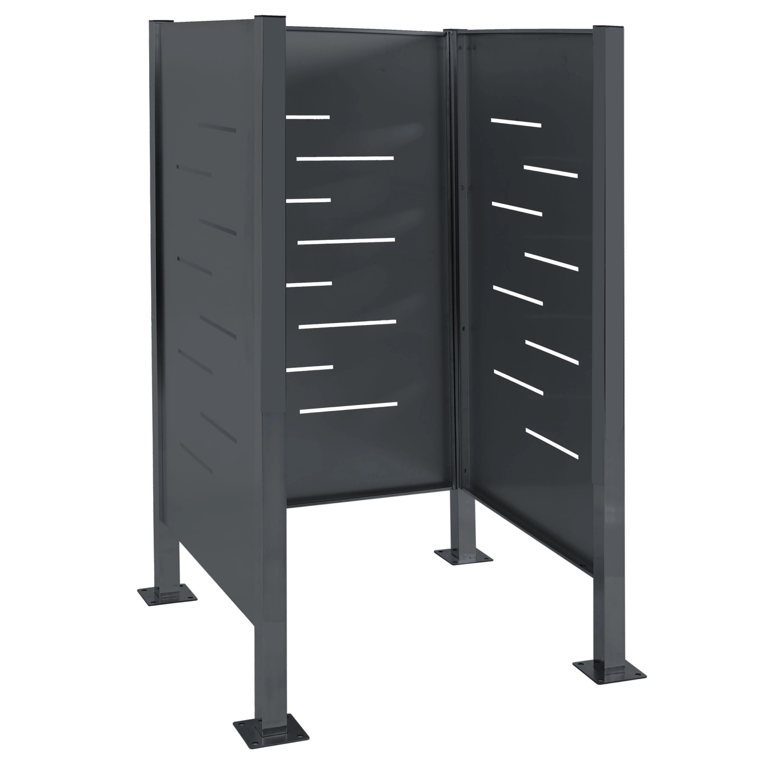 MCW Mülltonnen-Zaun J55 Metall Anthrazit 150x85x85cm Grau von MCW