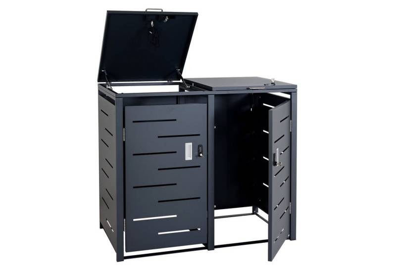 MCW Mülltonnenbox MCW-E83-2-120, Belüftungsschlitze, abschließbar, von oben zu öffnen von MCW