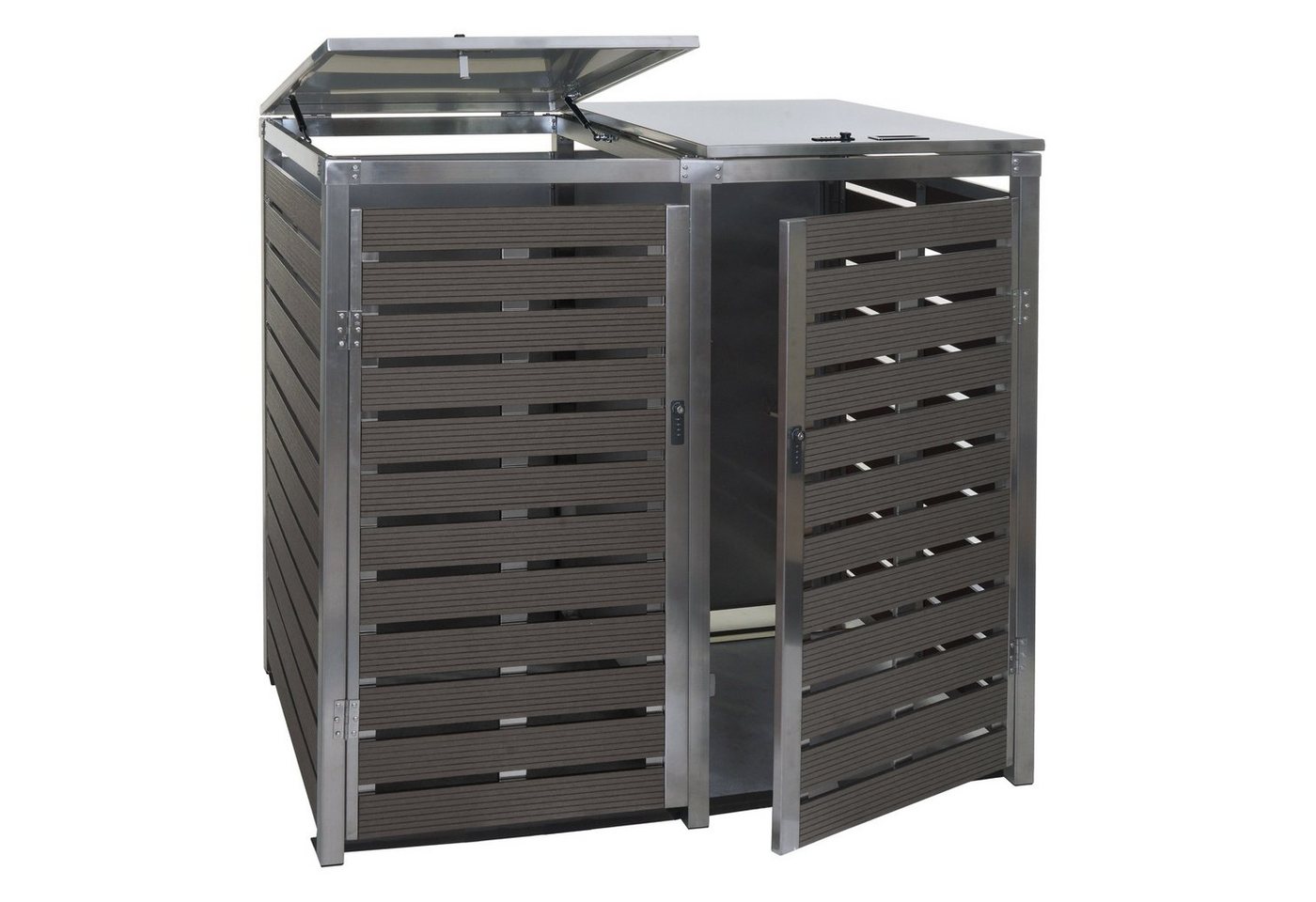 MCW Mülltonnenbox MCW-K14-2er-E, Deckel und Türen getrennt abschließbar (Sicherheitscode) von MCW