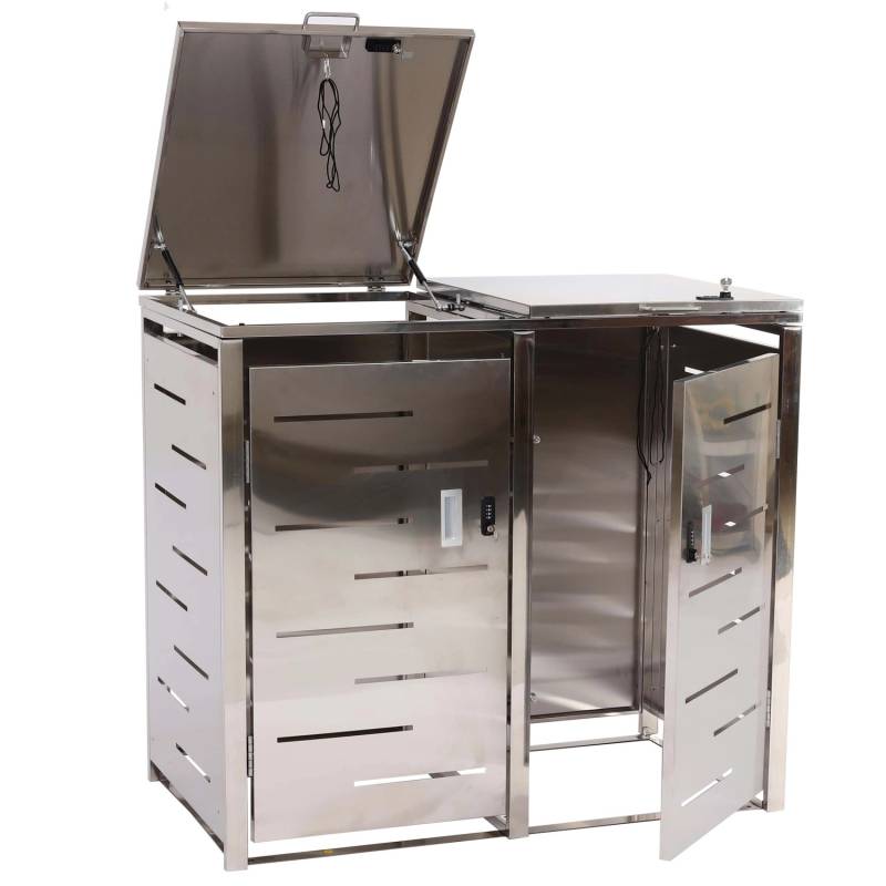 MCW Mülltonnenverkleidung E83 2er Edelstahl 38kg 103x115x63cm Silber MCW Mülltonnenverkleidung E83 2er Edelstahl 38kg 103x115x63cm Silber von MCW