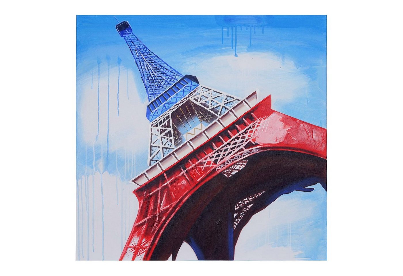 MCW Ölgemälde Wandbild Eiffelturm, Eiffelturm Tricolore, Handgemalt, Hohe Qualität, Jedes Bild ein Unikat, Ölfarben von MCW