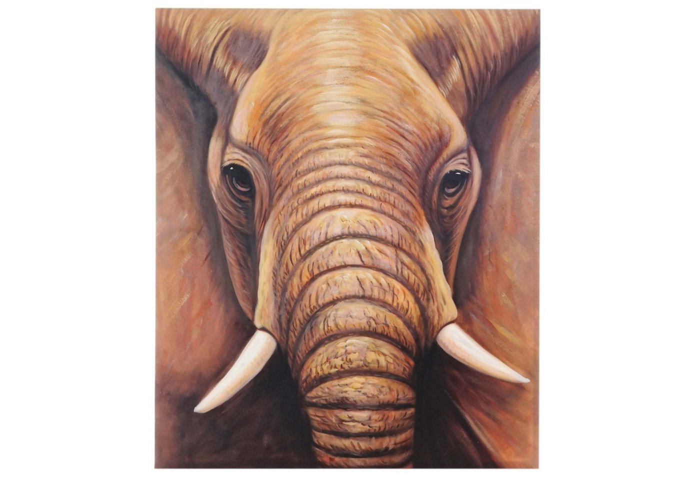 MCW Ölgemälde Wandbild Nahaufnahme Elefant, Nahaufnahme Elefant, Handgemalt, Hohe Qualität, Jedes Bild ein Unikat, Ölfarben von MCW