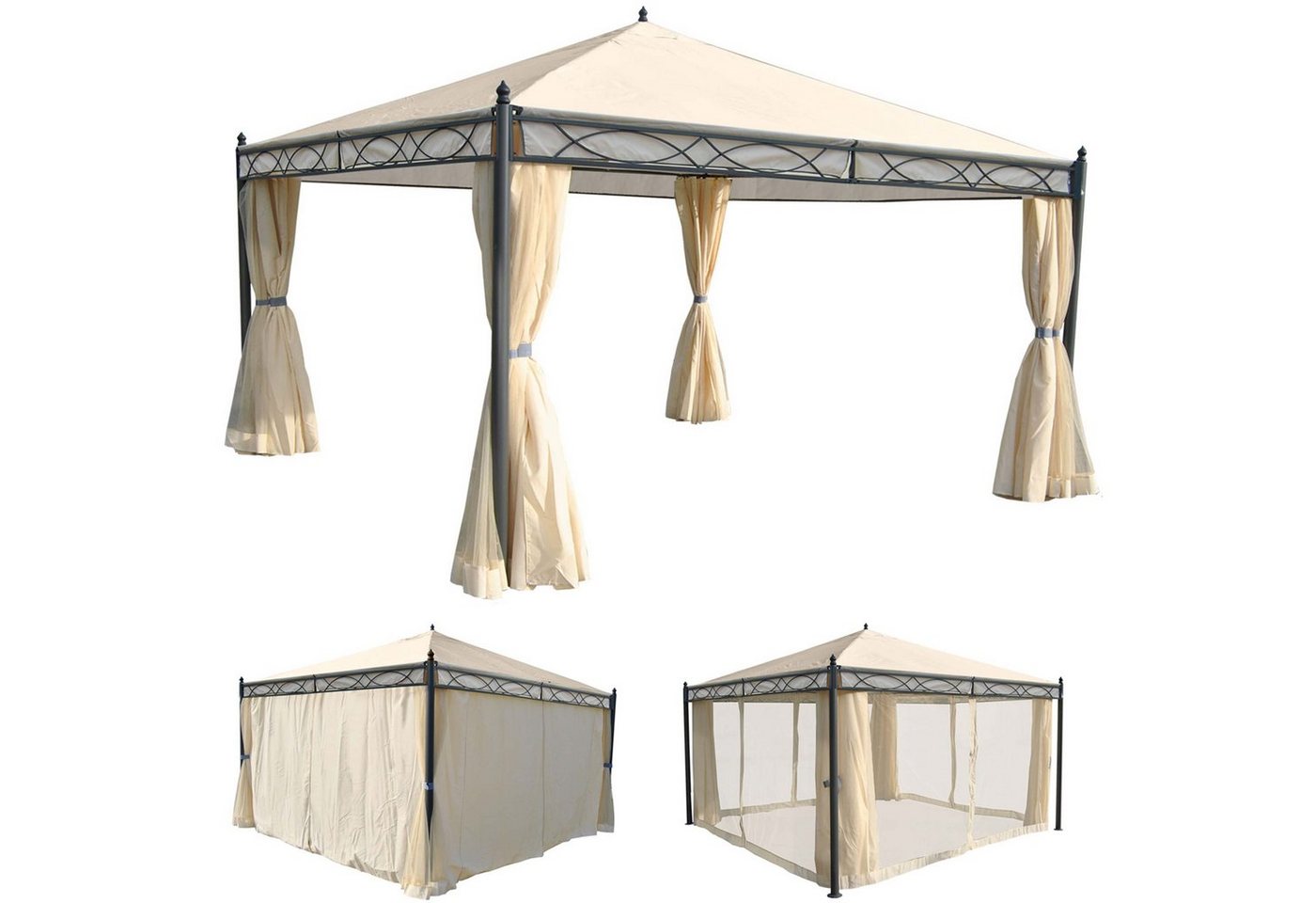 MCW Pergola Calpe-4x4, BxTxH: 400x400x290 cm, mit Seitenwand und Moskitonetz, UV-Schutz 50+ von MCW