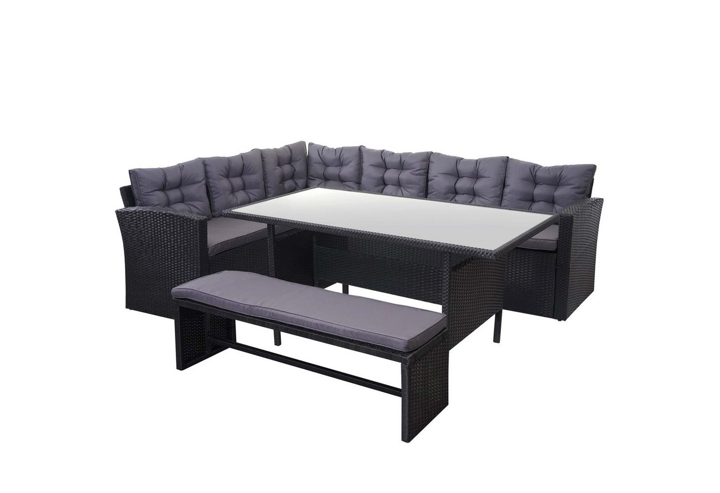 MCW Polstergarnitur MCW-A29-S, (3-tlg., 1 Eckbank, 1 Tisch, 1 Sitzbank), Tisch verstärkt durch Unterkonstruktion, Kissen mit Reissverschluss von MCW
