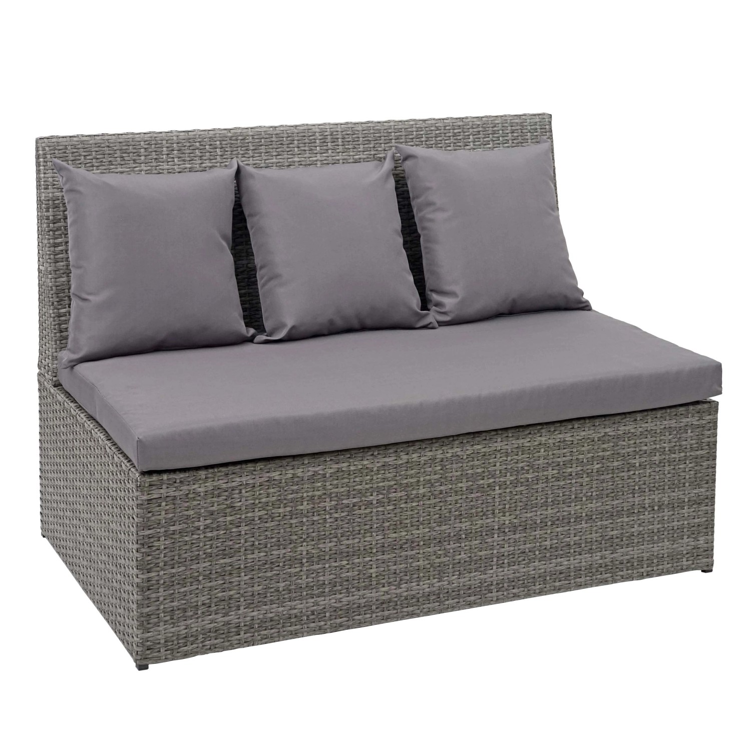 MCW Poly-Rattan 2er Sofa G16 Grau Kissen Dunkelgrau von MCW