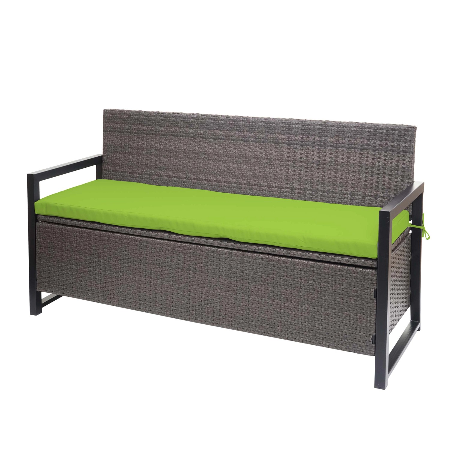 MCW Poly-Rattan 3er Sitzbank F39 Grau-meliert Kissen Grün von MCW