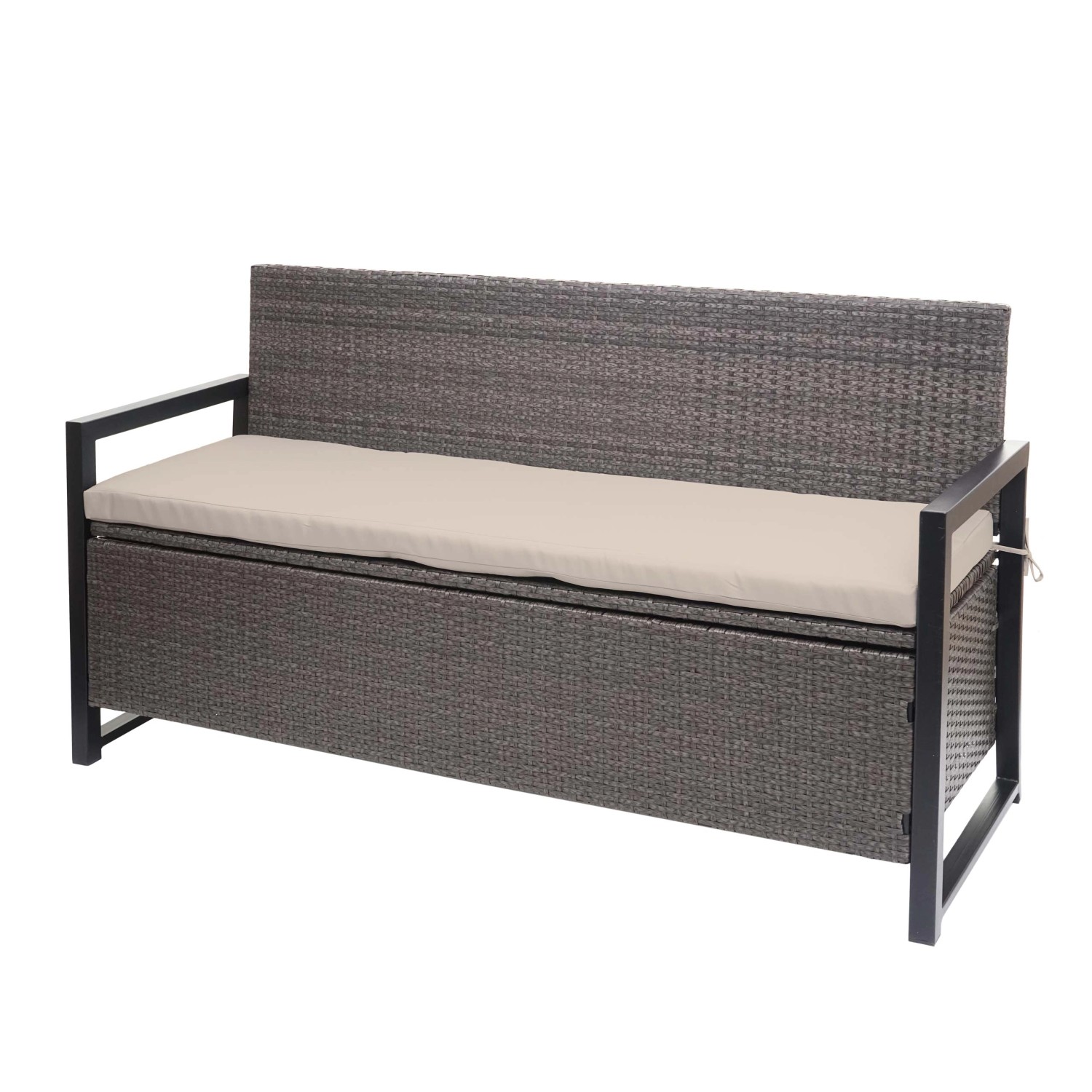 MCW Poly-Rattan 3er Sitzbank F39 Grau-meliert Kissen beige von MCW