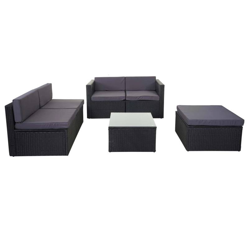 MCW Poly-Rattan-Garnitur D24 Anthrazit Polster Dunkelgrau von MCW