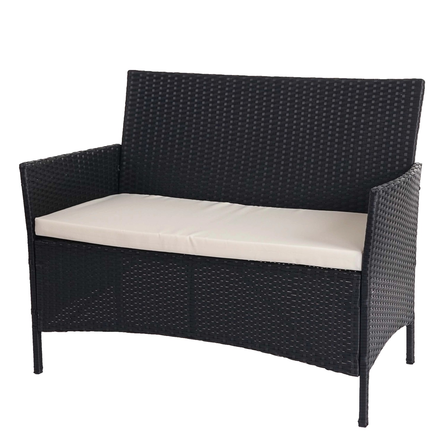 MCW Poly-Rattan Gartenbank Hamar anthrazit Kissen Creme von MCW