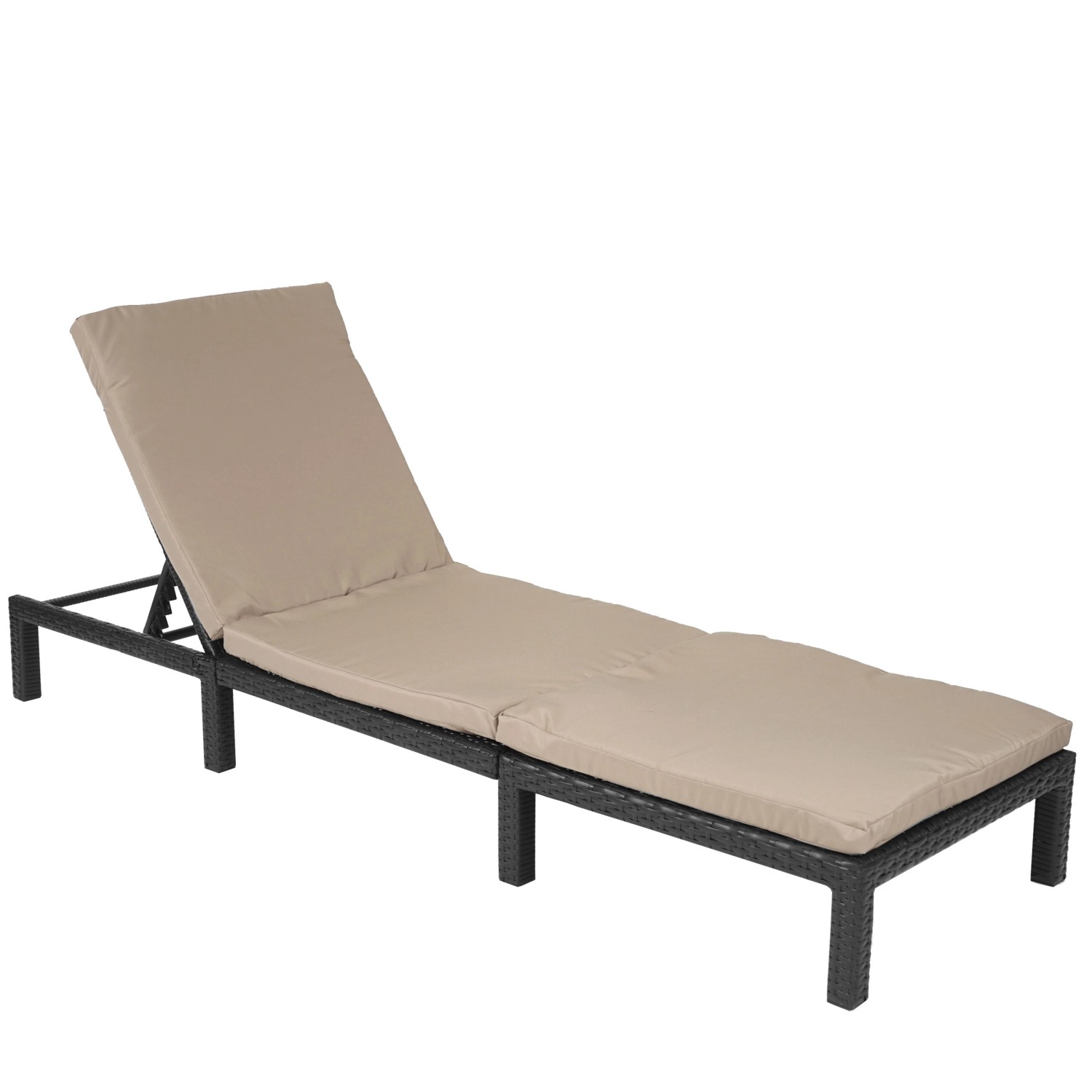 MCW Poly-Rattan Sonnenliege A51 Basic anthrazit Kissen Creme von MCW