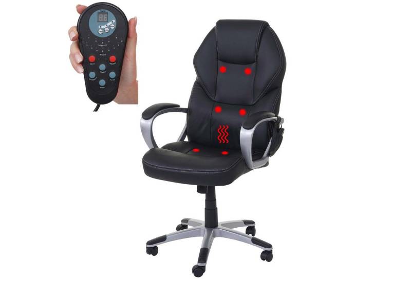 MCW Schreibtischstuhl MCW-A69, 6-Punkt-Massage, Heizfunktion in Rückenlehne, Wippmechanik einstellbar von MCW