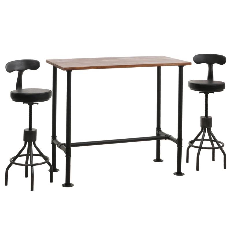 MCW Set Bartisch mit 2x Barhocker N21 Braun Schwarz von MCW
