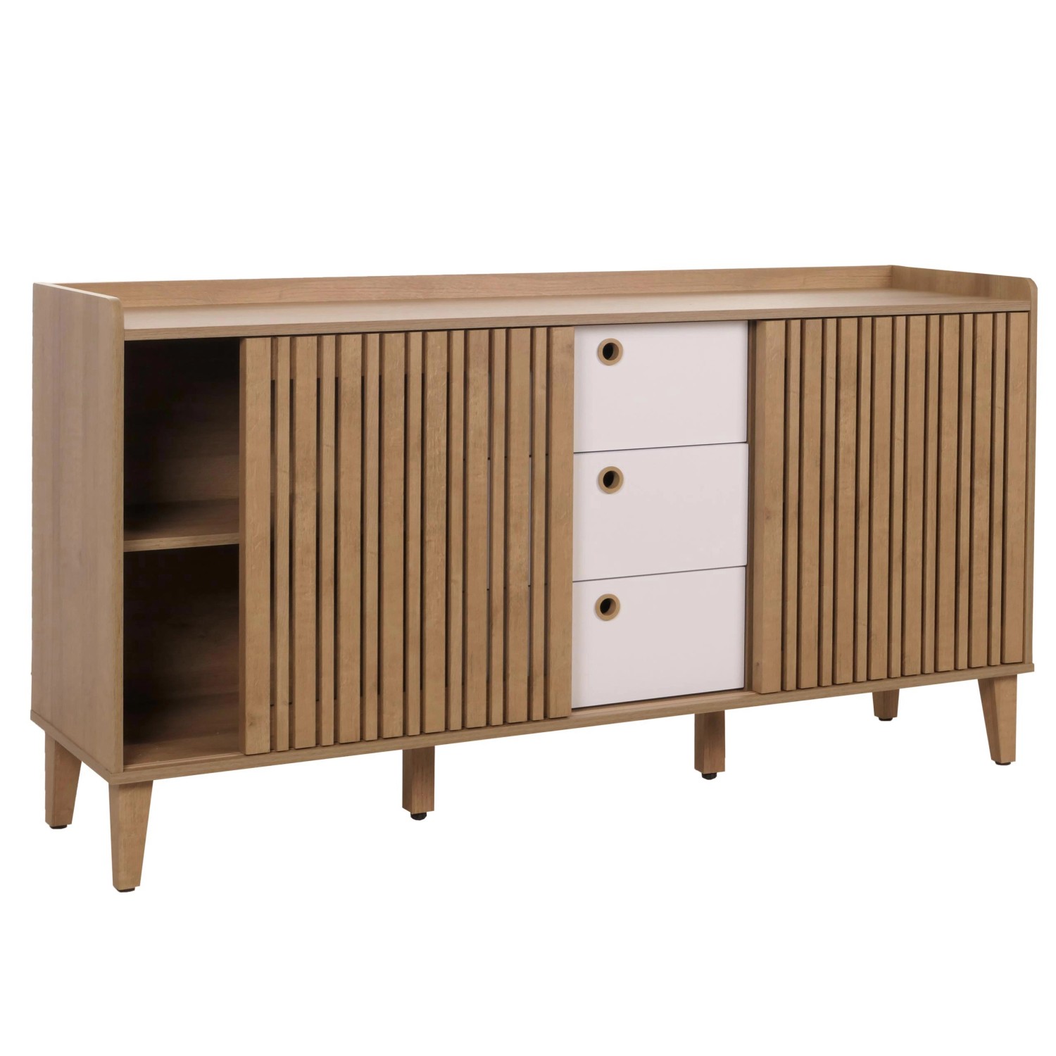 MCW Sideboard M48 Natur Schubladen Weiß von MCW