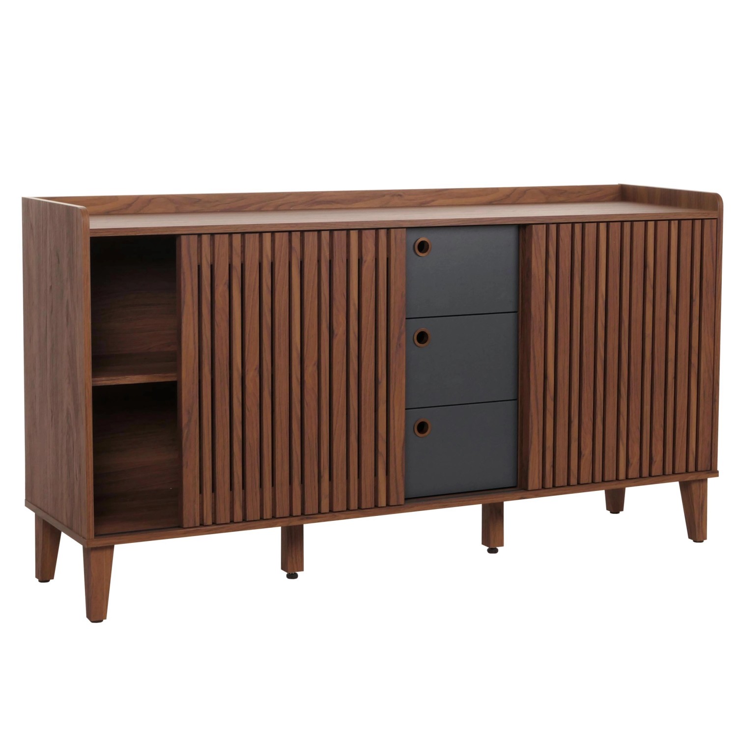 MCW Sideboard M48 Walnuss-Optik Schubladen Dunkelgrau MCW Sideboard M48 Walnuss-Optik Schubladen Dunkelgrau von MCW