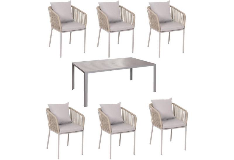 MCW Sitzgruppe MCW-N41-6, (Set, 7-tlg., 7-teilig), Inklusive Sitzkissen mit wasserabweisendem Bezug von MCW