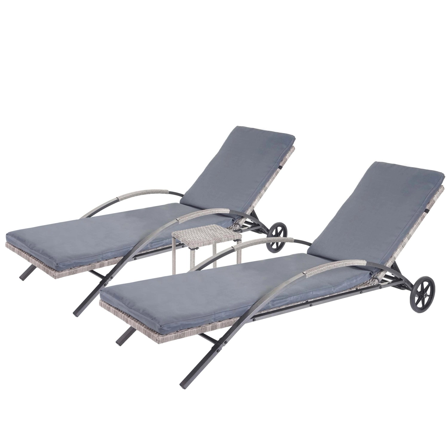 MCW Sonnenliege E27 2er-Set Grau Kissen Dunkelgrau MCW Sonnenliege E27 2er-Set Grau Kissen Dunkelgrau von MCW