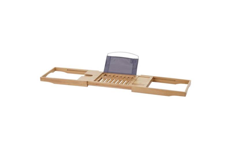 MCW Tablett HWC-B77, Bambus, Halter für Weinglas, ausziehbar, Halterung für Buch oder Tablet von MCW