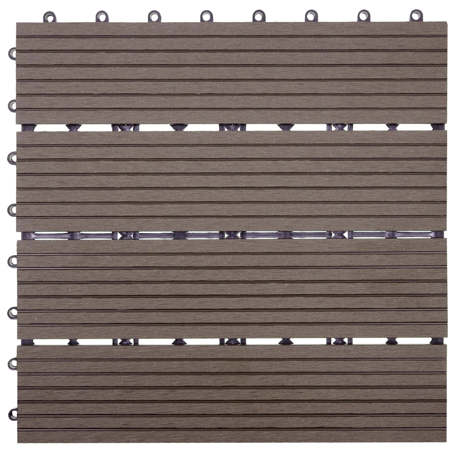 MCW WPC Bodenfliese Sarthe Holzoptik Balkon/Terrasse 11x Je 30x30cm - 1qm Basis Coffee Linear von MCW