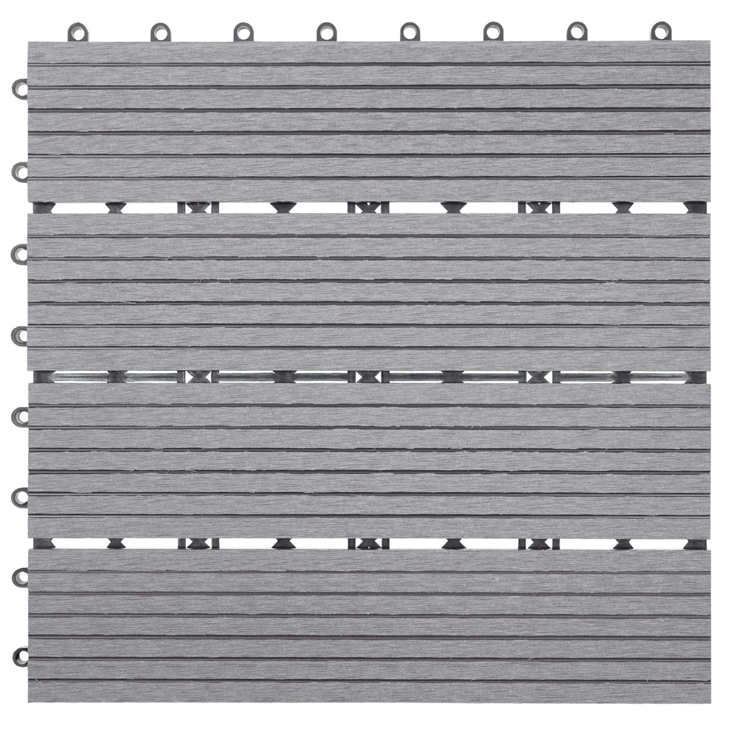 MCW WPC Bodenfliese Sarthe Holzoptik Balkon/Terrasse 11x Je 30x30cm - 1qm Basis Grau Linear von MCW